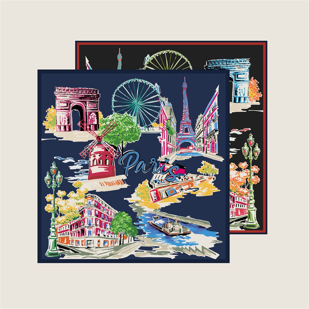 Scarf Silk Square - 90CM Seidenschal für Damen, Doppeldruck Quadratische