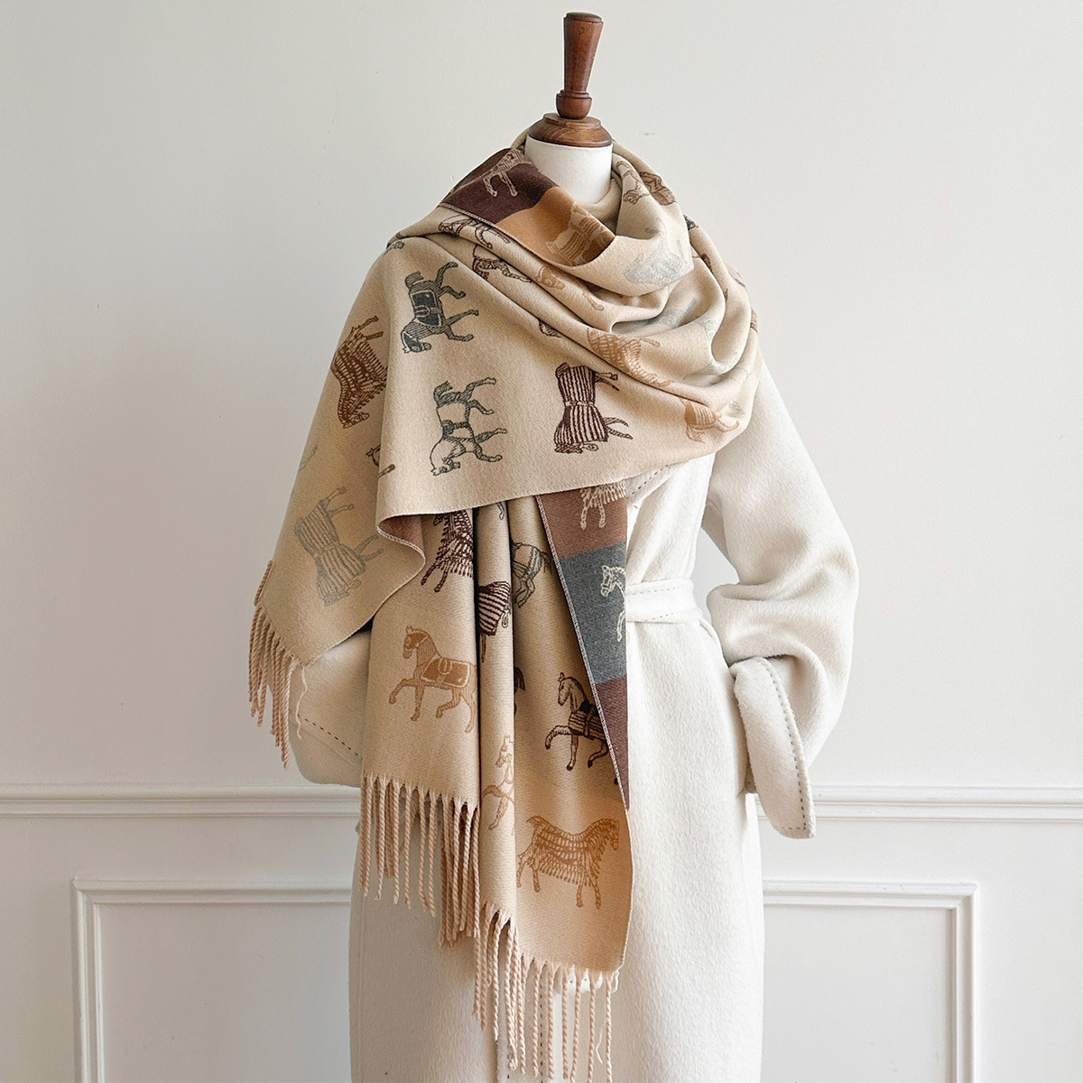 Woven Scarf Blanket - Winter-Schal für Damen, luxuriöser Poncho mit