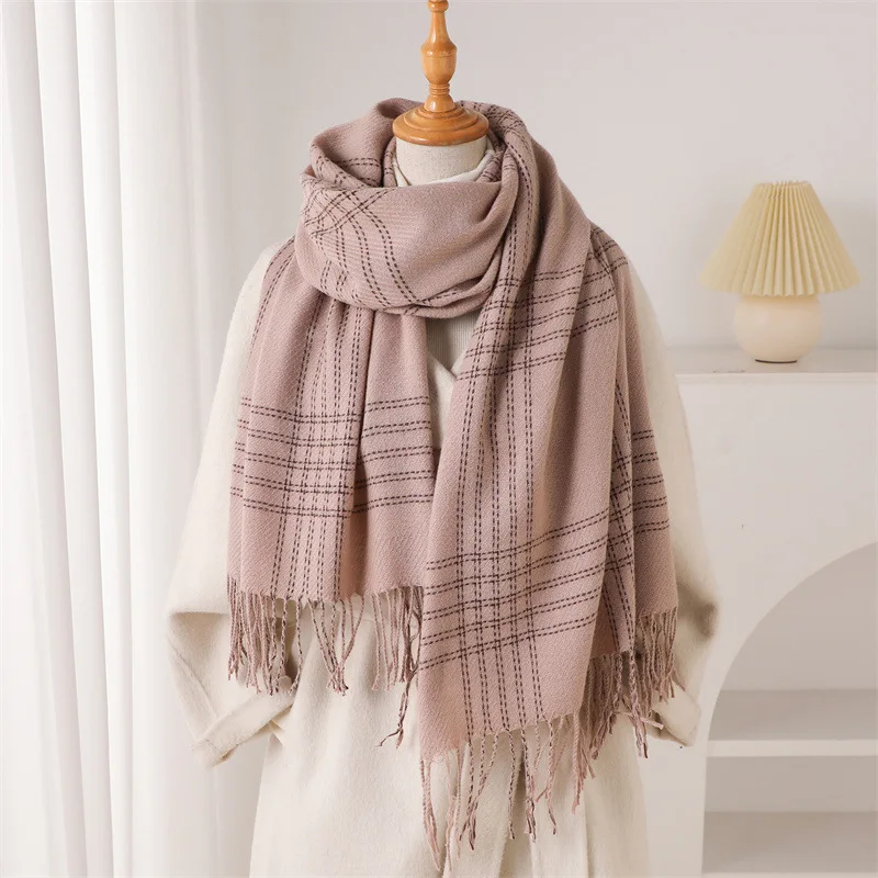 Woven Scarf Blanket - Winter-Schal mit Fransen für Damen, schottischer