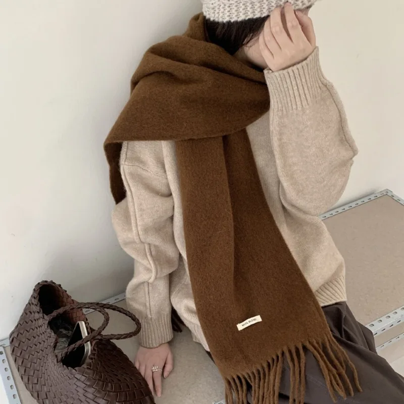 Muffler Men Wool - Koreanische Version, schicker, einfarbiger Schal mit